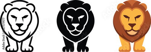 Lion silhouette icon vector illustration black outline design on transparent background