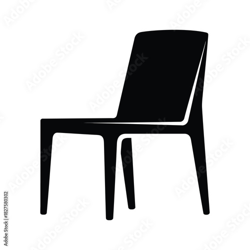 black and white chair, Seamless Plastic Dining Chair Icon Vector, Contemporary Stackable Seating Silhouette, Modern Furniture Design