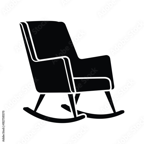 office chair vector illustration, Vintage Rocking Chair Icon Vector, Nursery or Grandparent's Armchair Silhouette, Comfort and Relaxation Furniture