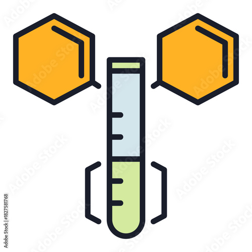 Test Tube and hexagonal molecular formula vector Science colored icon or symbol