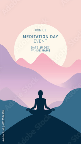 Peaceful Meditation Day Poster Premium Design vector free