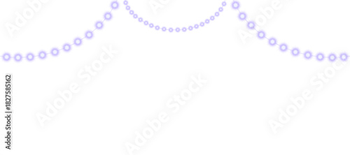Christmas garland with burning purple lights.  PNG file, on a transparent background. Vector illustration.