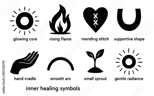 Therapeutic symbols for inner healing and wellness concepts