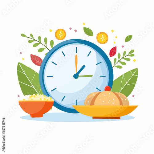 time for fasting. concept of ramadan fasting or intermittent fasting.