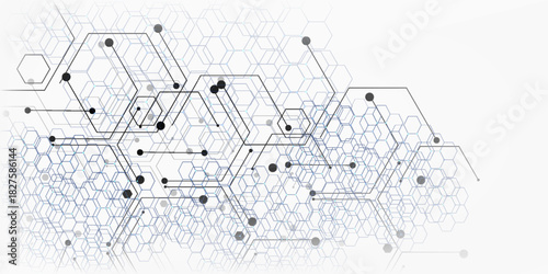 Abstract science background with hexagons stock illustration.