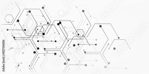 Abstract science background with hexagons stock illustration.