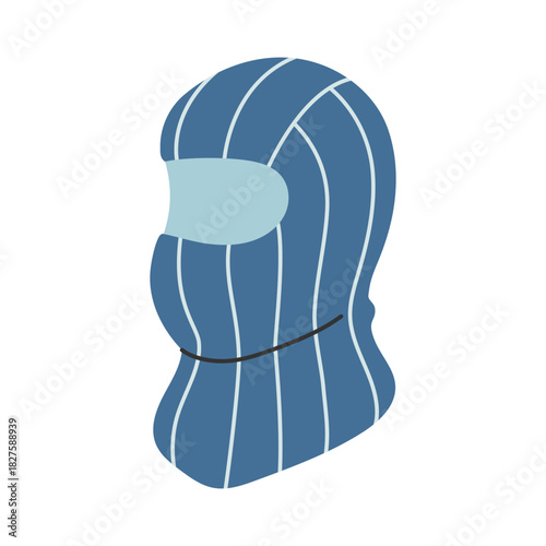 Cozy knitted winter balaclava with soft striped texture. Warm cold-season face-cover headwear for outdoor activities, ski designs, apparel prints and cozy projects.