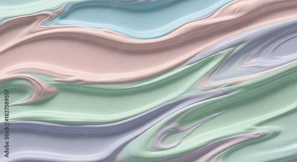 Fototapeta premium Abstract Pastel Paint Swirls Background Design Texture with Liquid Effect Gentle Artistic Curves and Blended Colors for Creative Projects