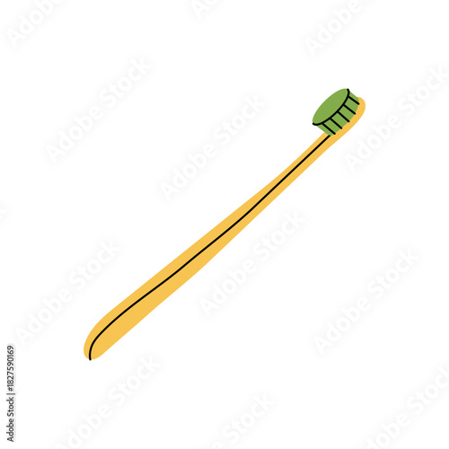Bamboo toothbrush for eco dental care, clean tooth, fresh breath and daily oral hygiene