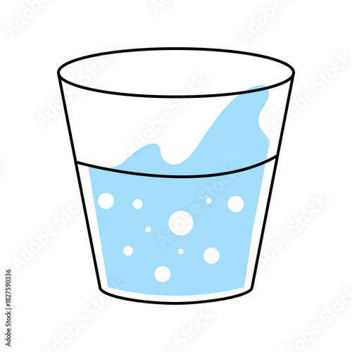 Glass of water for mouth rinse and dental care routines