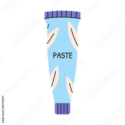 Toothpaste tube with leaf pattern for dental and oral care design projects. Vector illustration