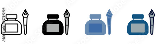 ink bottle icon set  multiple style collection