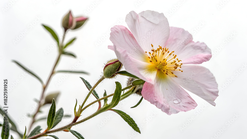 Obraz premium Rockrose flower botany white background
