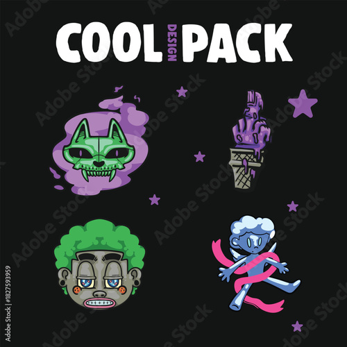 Cool design pack design viral illustration unique and cute