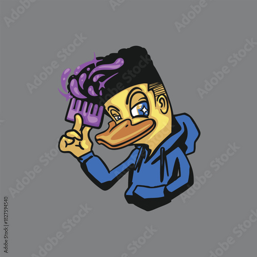 duck with hoodie holding cool combs handsome for african american clothing brand