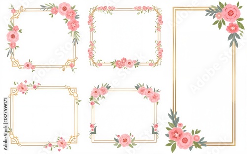 Watercolor Floral Frame / Border Packs – Used in invites, branding, wedding templates. High quality