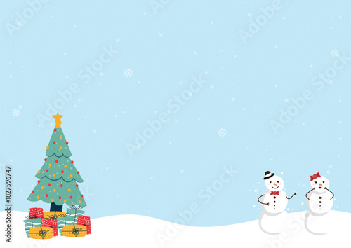 abstract christmas tree and snowman background vector design