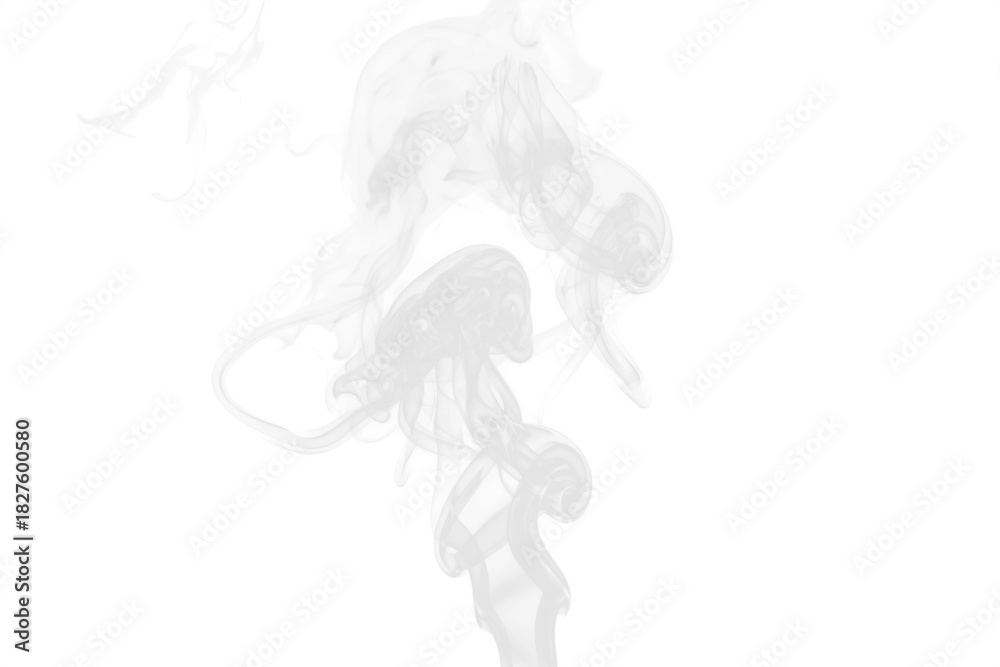 Fototapeta premium Realistic White Smoke, Fog, Gas or Vape Isolated on Transparent Background. Rising Steam Texture Overlay. Graphic Design VFX Element for Emulating Cigarette, Pipe, Pot boiling or Pollution Process.