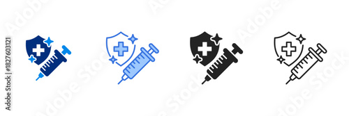 Vaccination Icon Set Multiple Style Vector Illustration 