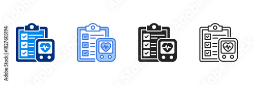 Health Monitoring Icon Set Multiple Style Vector Illustration 