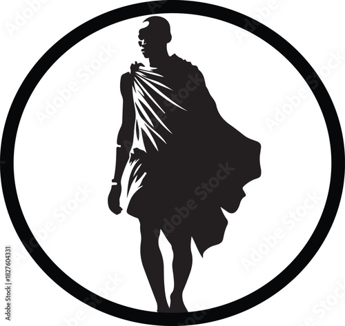 A bold vector silhouette of a Maasai warrior, standing tall and proud within a simple yet striking black circle.