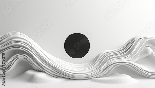 Ethereal Minimalist Abstract Design with Textured White Canvas and Flowing Red Borders