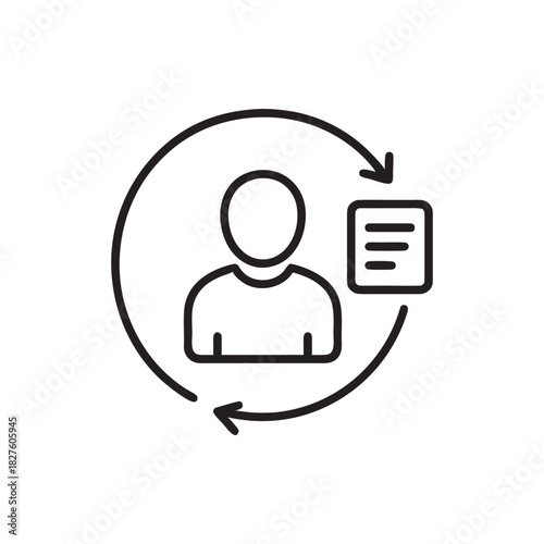 User management process line icon black and white vector illustration for project workflow and document control