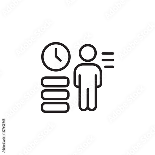Time Management Icon Human Resources Business Productivity Outline Vector Illustration