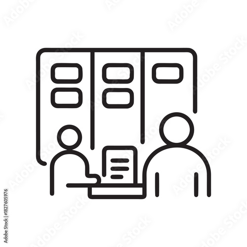 Project management planning line icon business teamwork illustration