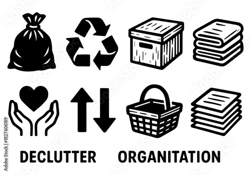 Simple icons for efficient home organization and waste management