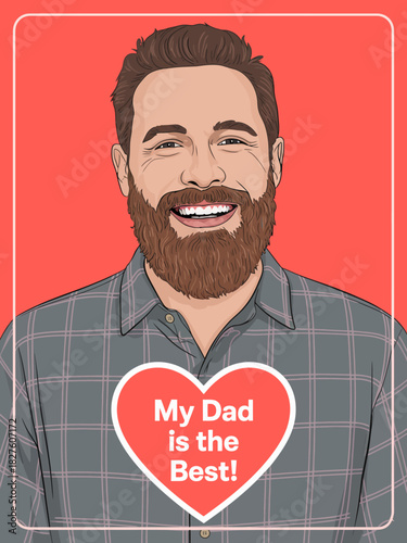 A joyful dad is smiling widely against a bright background, capturing the essence of love and family bonding, perfect for celebrating fatherhood and cherished moments.