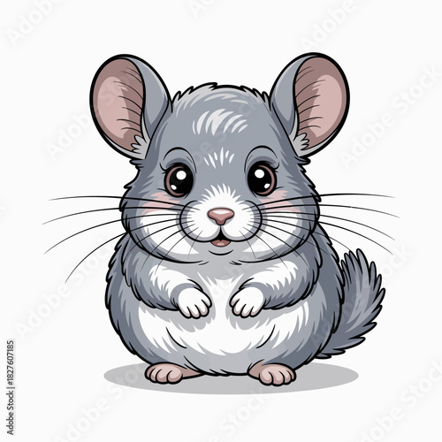 An adorable chinchilla poses cutely with a fluffy body and charming expression, capturing the essence of cuddly pets and the joy they bring to our lives.