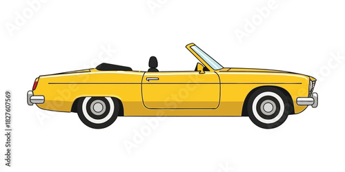 Yellow Convertible Car Illustration for Automotive Enthusiasts