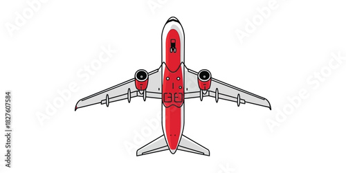 Dynamic overhead illustration of a modern passenger aircraft featuring a sleek design, ready for international travel, symbolizing efficient air transportation and global connectivity