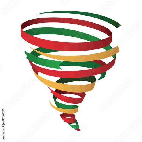 Abstract colorful ribbon tornado or cyclone isolated on