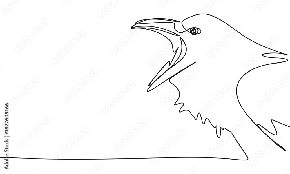 Obraz premium Screaming Crow Line Art