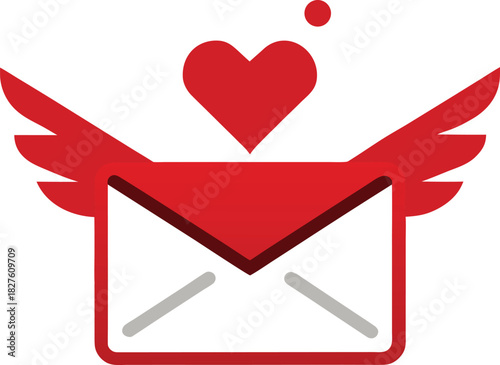 Vector illustration of 30 love letter icons with heart seal and wings for romantic graphics