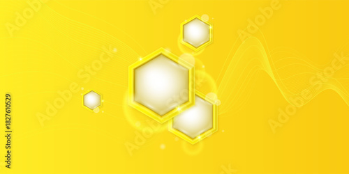 Modern poster for honey. Template for beekeeping. Vector illustration.