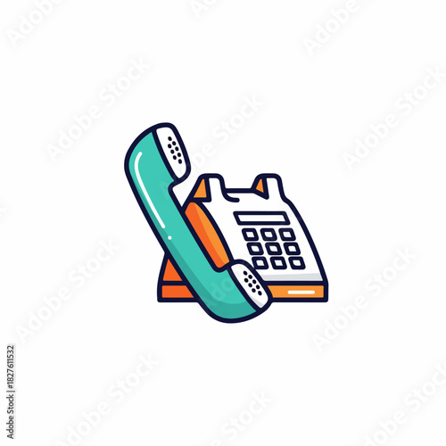 Vibrant Retro Landline Telephone Icon Illustrating Communication and Connectivity. Classic Analog Device Symbolizing Customer Support, Contact, and Vintage Technology