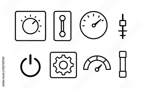 Minimalist line style control icons for ui design and technology interfaces