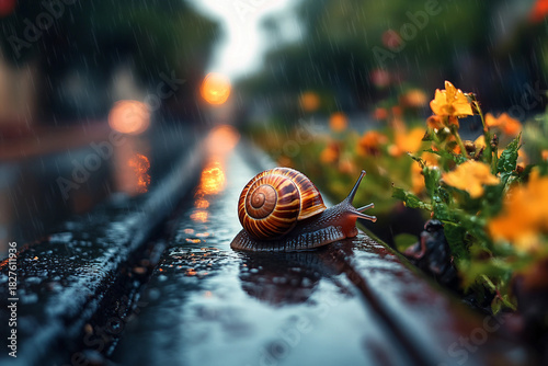 Fototapeta Naklejka Na Ścianę i Meble -  Urban street in sharp focus showing insect behavior in the city, generative ai
