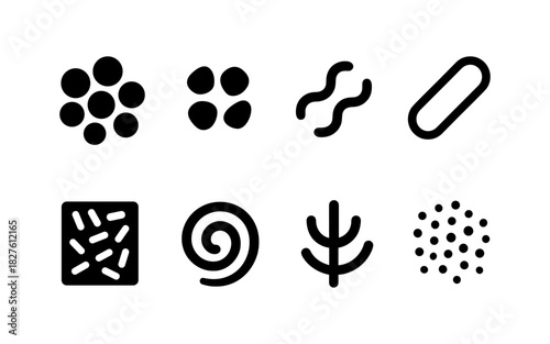 Minimalist geometric shapes illustrating nature and technology icons