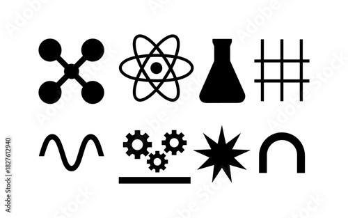 Science and technology icons set in silhouette style