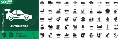 Automobile Solid Editable Icons set