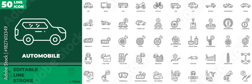 Automobile Line Editable Icons set