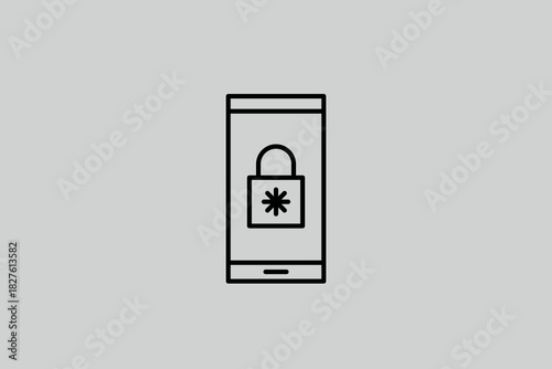 safe mobile illustration in line style design. Vector illustration.	