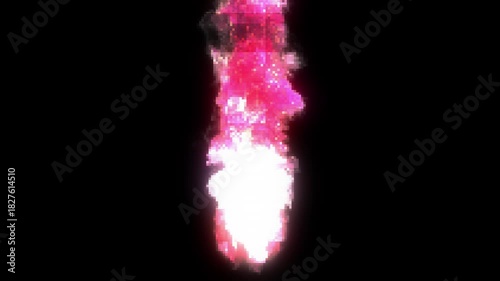 A flame with a glitch effect. Digitally distorted fire. Digital fire with pixels.