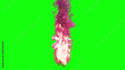 Pink flame on a green screen. The fire on the chromakey. A pillar of fire.