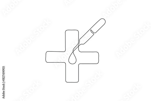 Dropper and cross logo abstract one line sketch