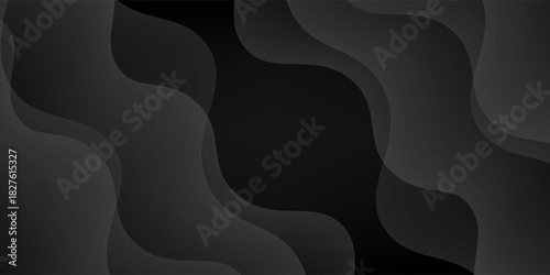 Dark black background abstract 3D geometric with wave effect decoration. Vector illustration